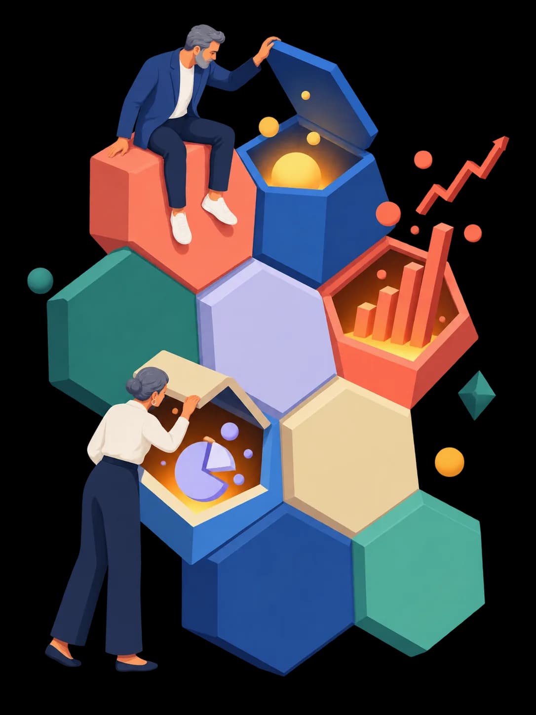 Grid of nine topic modules